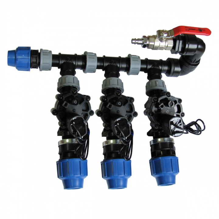 Kolektor komplet 3 sekcje elektrozawory 100PRO + przyłącze kompresora